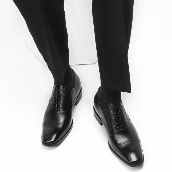 CHAMARIPA 2.76 Inches Oxfords MEN Black Elevator Dress Shoes To Make You Taller CMR CHAMARIPA Black Men Tall Shoes Elevator Dress Shoes To  main image 3